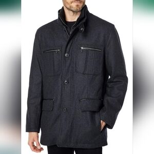 Cole Haan Men's Gray Wool Blend Peacoat Coat Jacket
